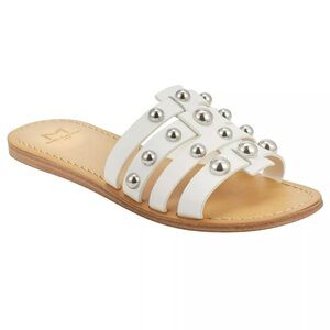 Marc Fisher LTD White Studded Slide Sandals - Size 8